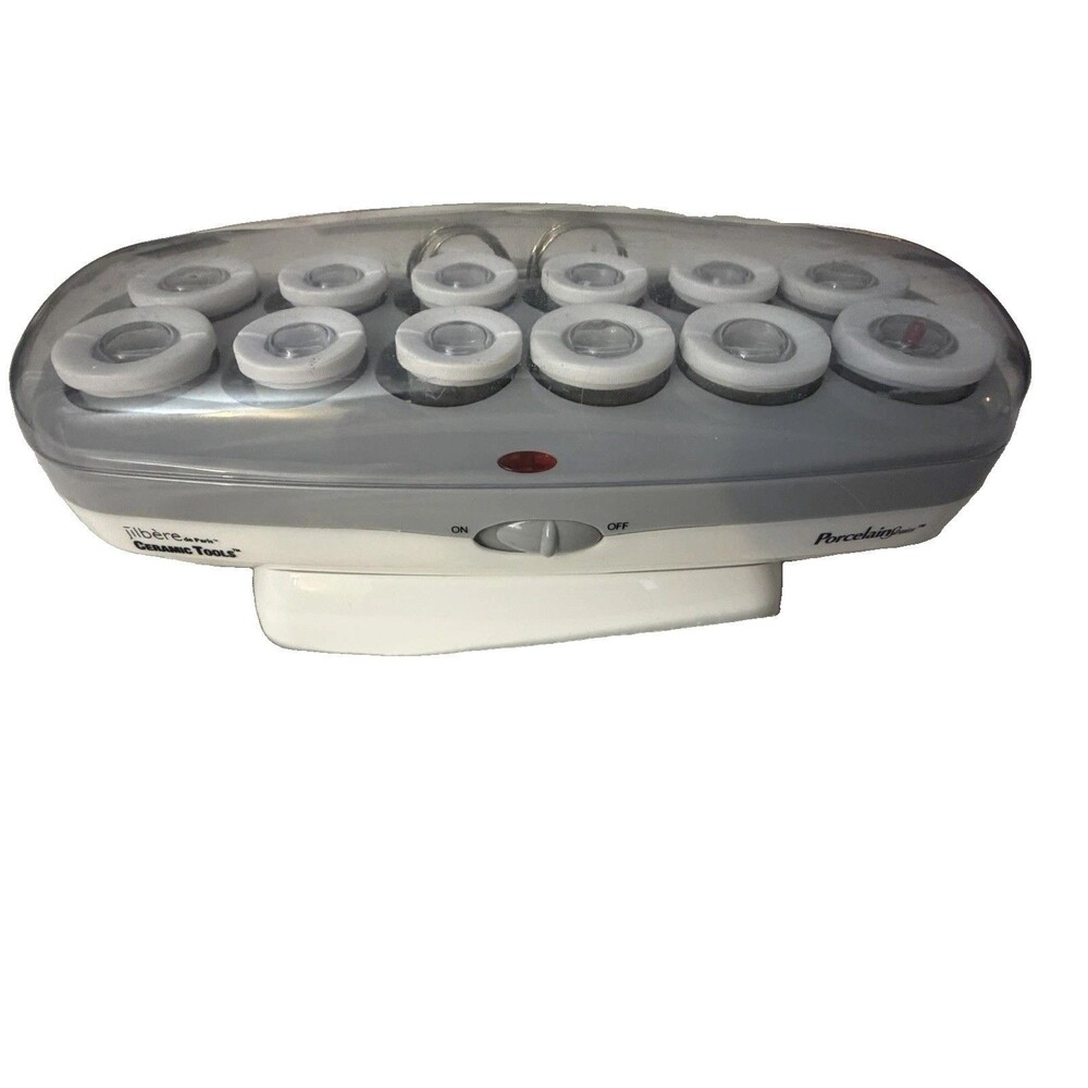 Jilbere de Paris Ceramic Tools Porcelain 12 Hot Rollers Hairsetter w Cover